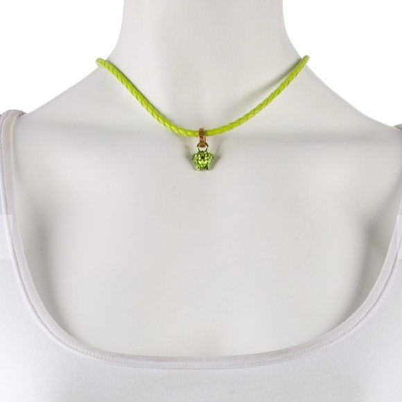 Versace Jewelry - Versace Leather Lime Green Medusa Pendant Necklace